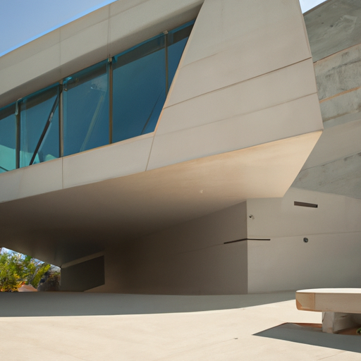A picture of the exterior of the Tel Aviv Museum of Art, a modern building with glass windows and a sleek, symmetrical design.