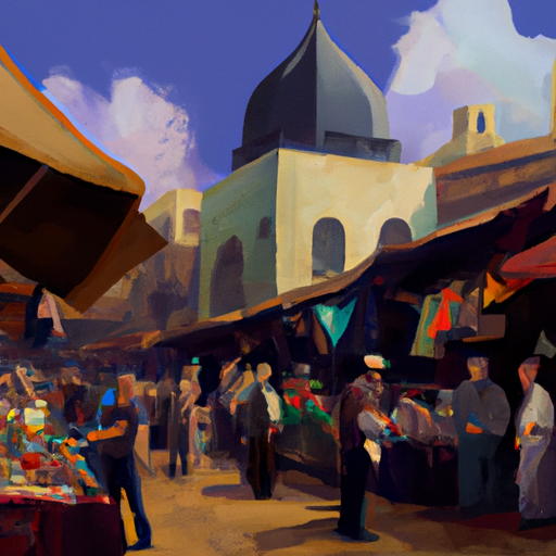Ein Bild des Carmel-Marktes mit einer lebendigen Atmosphäre und Menschen, die einkaufen und auf Schnäppchenjagd gehen.